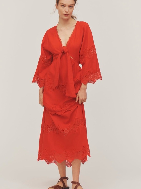 FARM Rio Dresses & Skirts - FARM RIO x Anthropologie V-Neck Tie-Front
Midi Dress - NWT